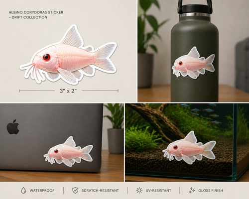 Albino Corydoras Sticker - Drift ( 3" X 2" )