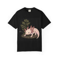 Pink Axolotl Illustration T-shirt | Cute Amphibian Art, Botanical Accent