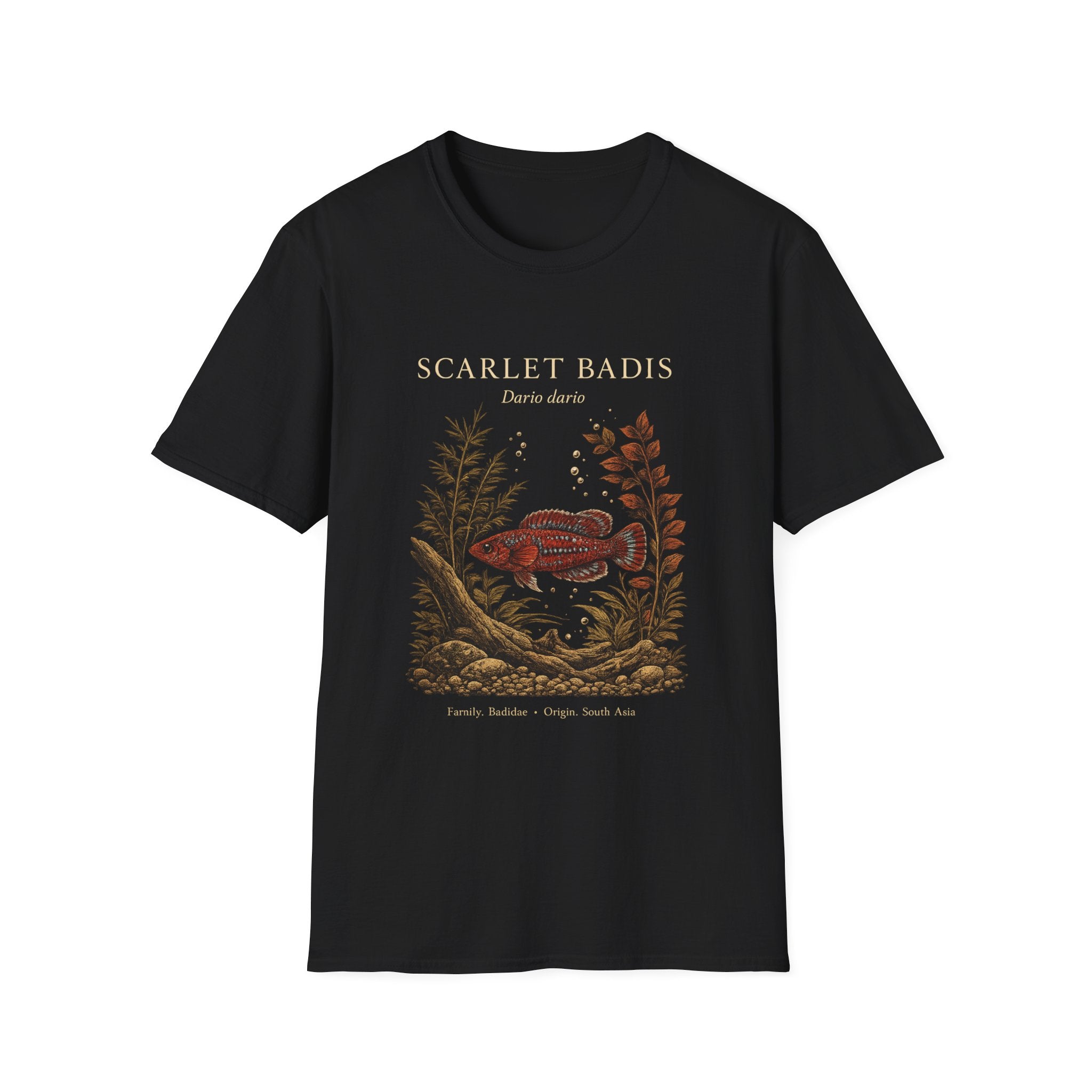 Scarlet Badis Fish T-Shirt – Vintage Aquarium Illustration Tee