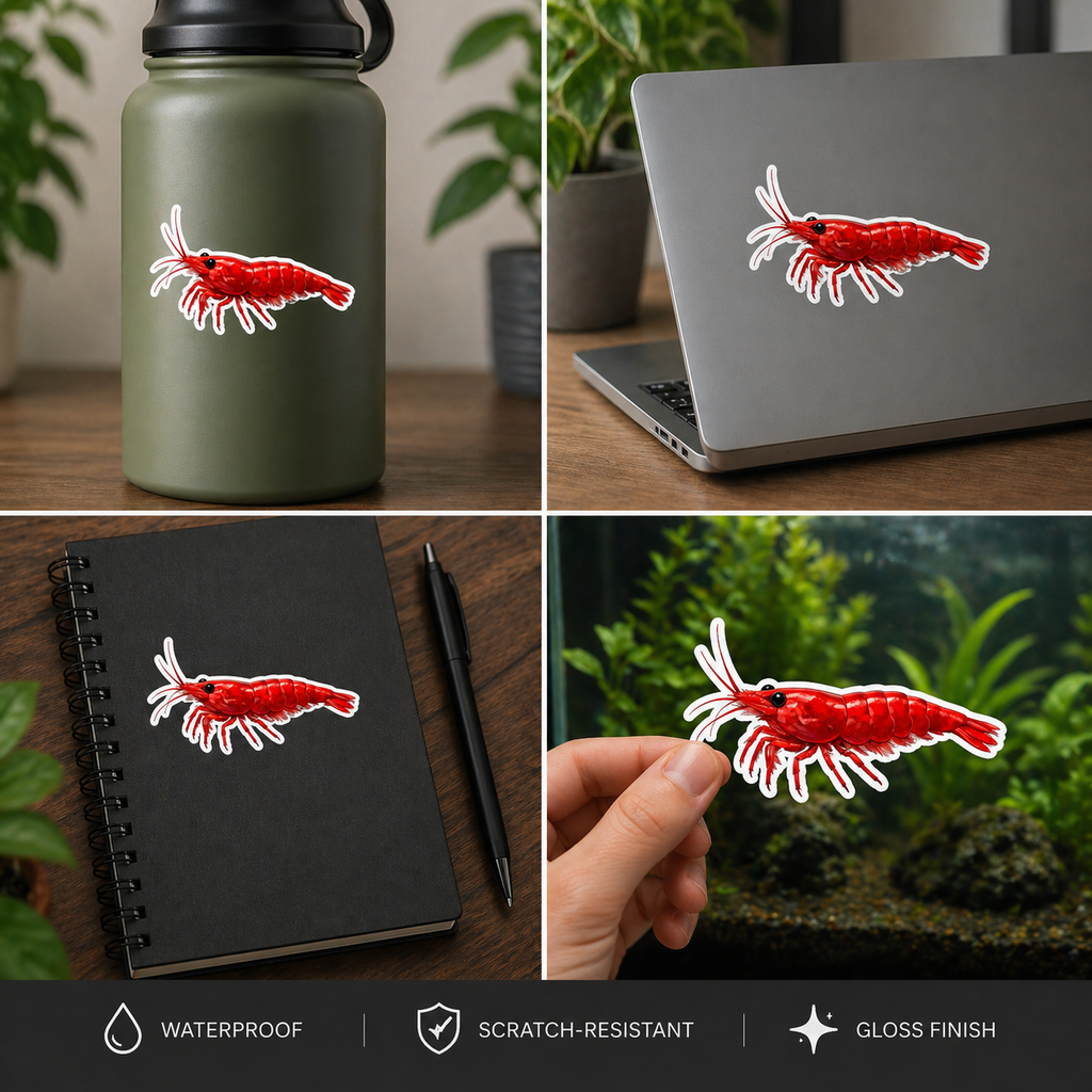 Cherry Shrimp Sticker - Drift ( 3" X 1" )