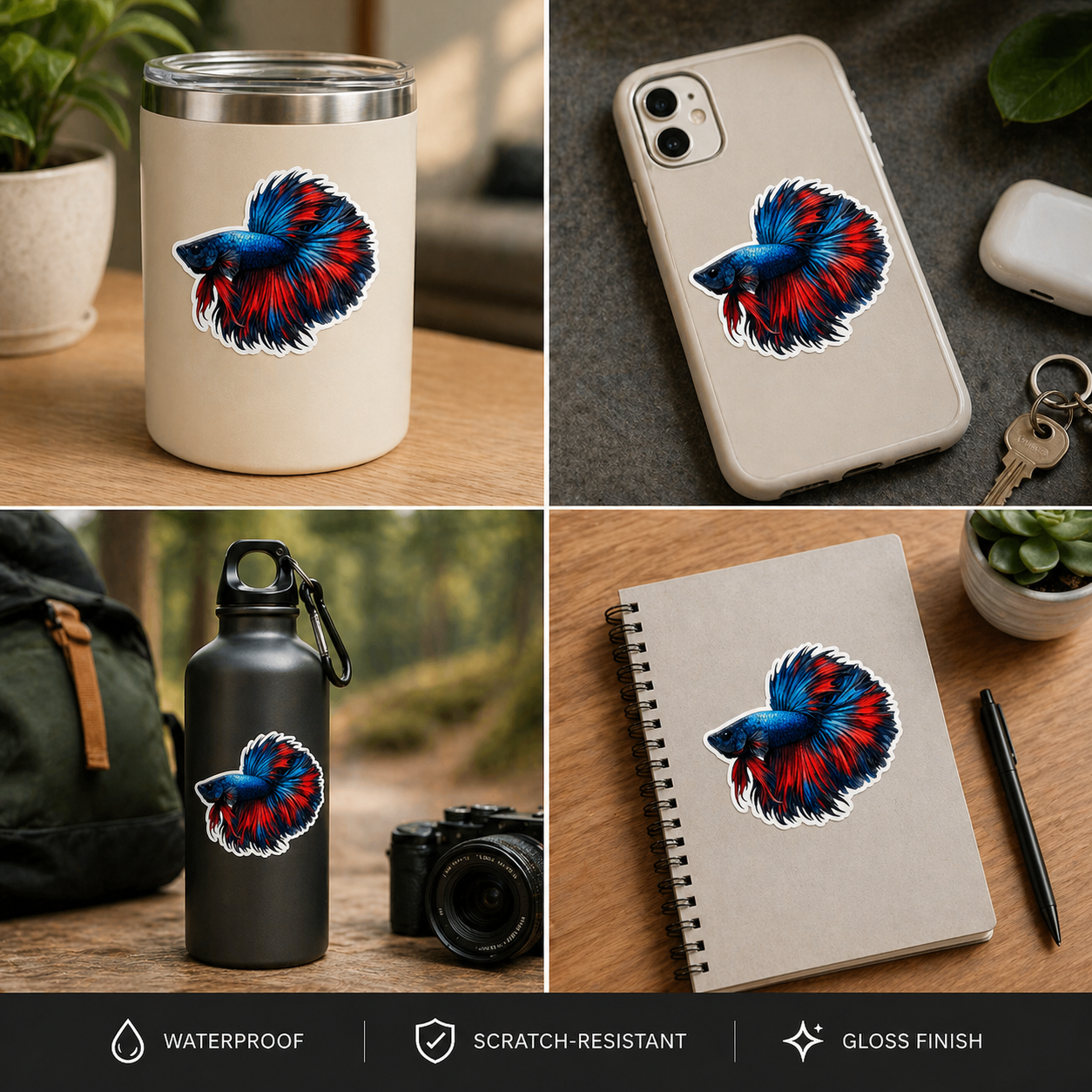 Betta Fish  Sticker - Drift ( 3" X 2" 1/2"  )