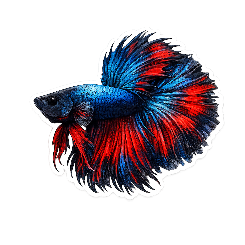 Betta Fish  Sticker - Drift ( 3" X 2" 1/2"  )