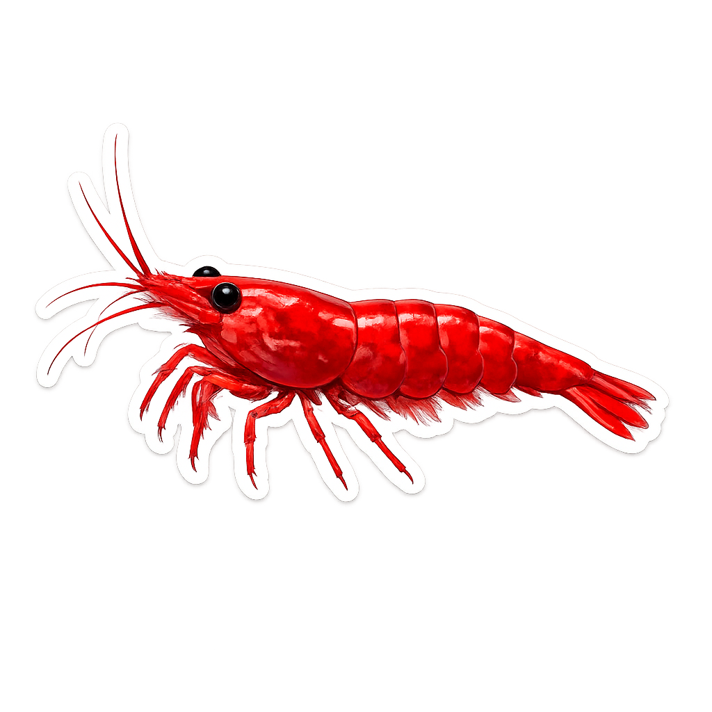 Cherry Shrimp Sticker - Drift ( 3" X 1" )